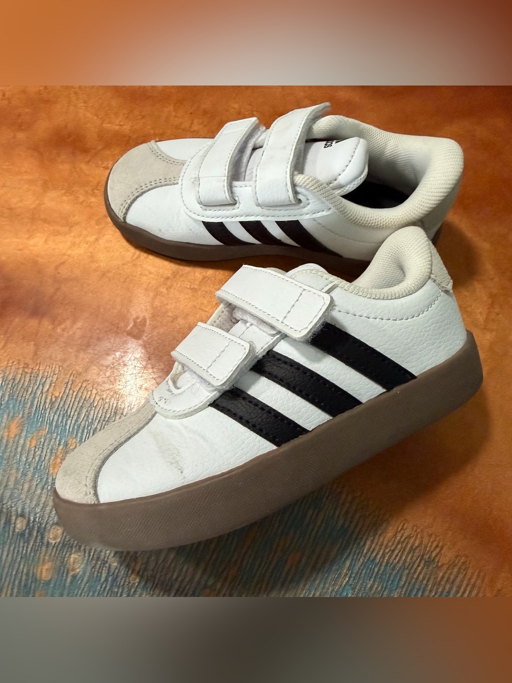 adidas VL Court 3.0 White Black 3 stripe Sneakers size 8.5 kids